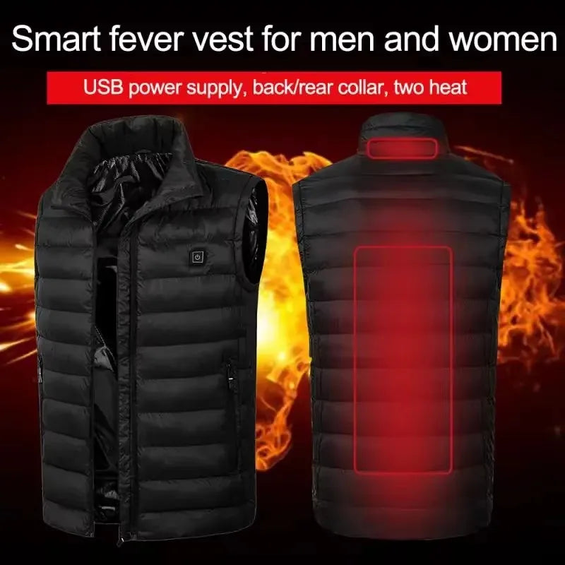 Chaleco calefactor eléctrico USB para hombre, ropa de invierno, para esquí, con almohadilla térmica, interfaz USB, chaleco cálido de invierno