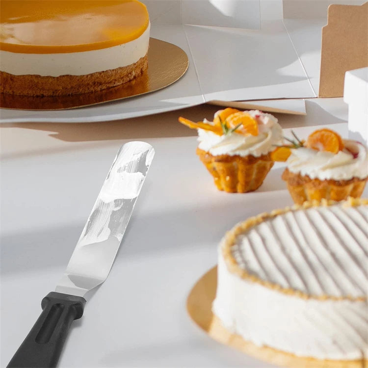 LMETJMA-espátula compensada para pasteles, espátula para glaseado de acero inoxidable con mango de plástico PP, espátula para glaseado para decoración de pasteles JT141