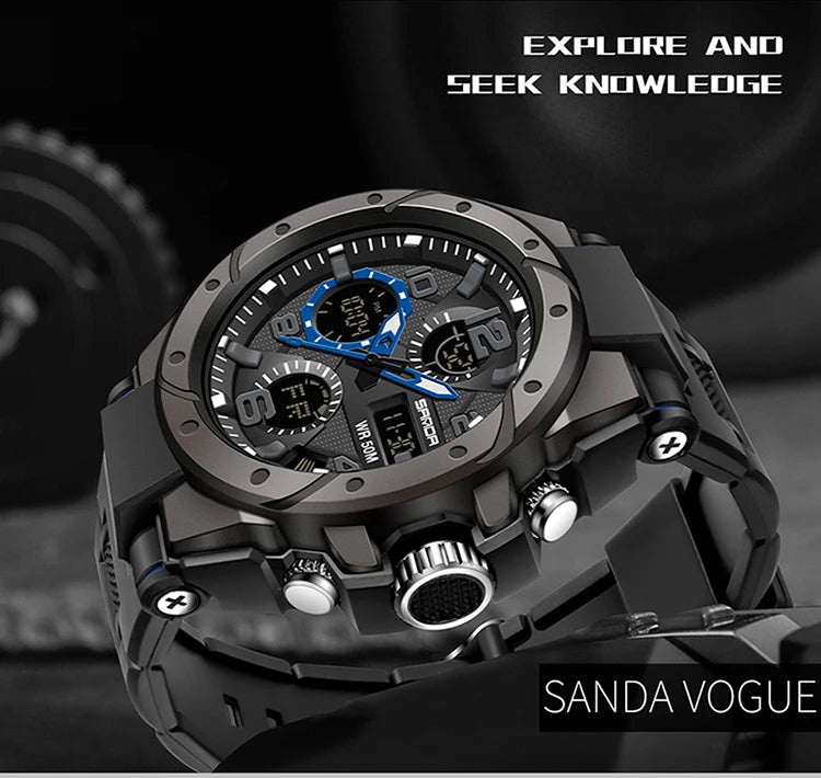 Reloj Militar SANDA Digital LED Doble Pantalla para Hombre