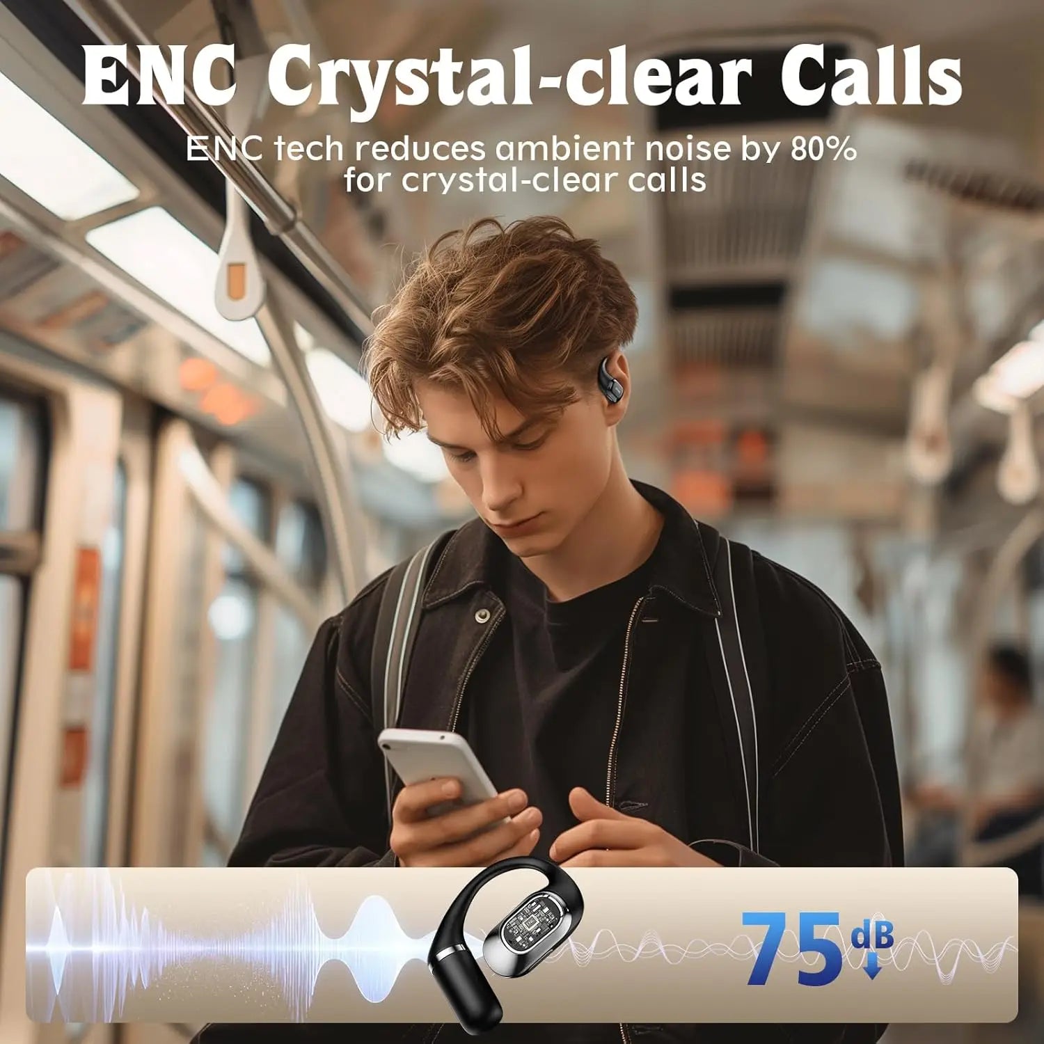 Ohayo T10 auriculares abiertos Bluetooth 5,4 auriculares inalámbricos 40 horas de reproducción TWS auriculares inalámbricos con pantalla Digital para deportes
