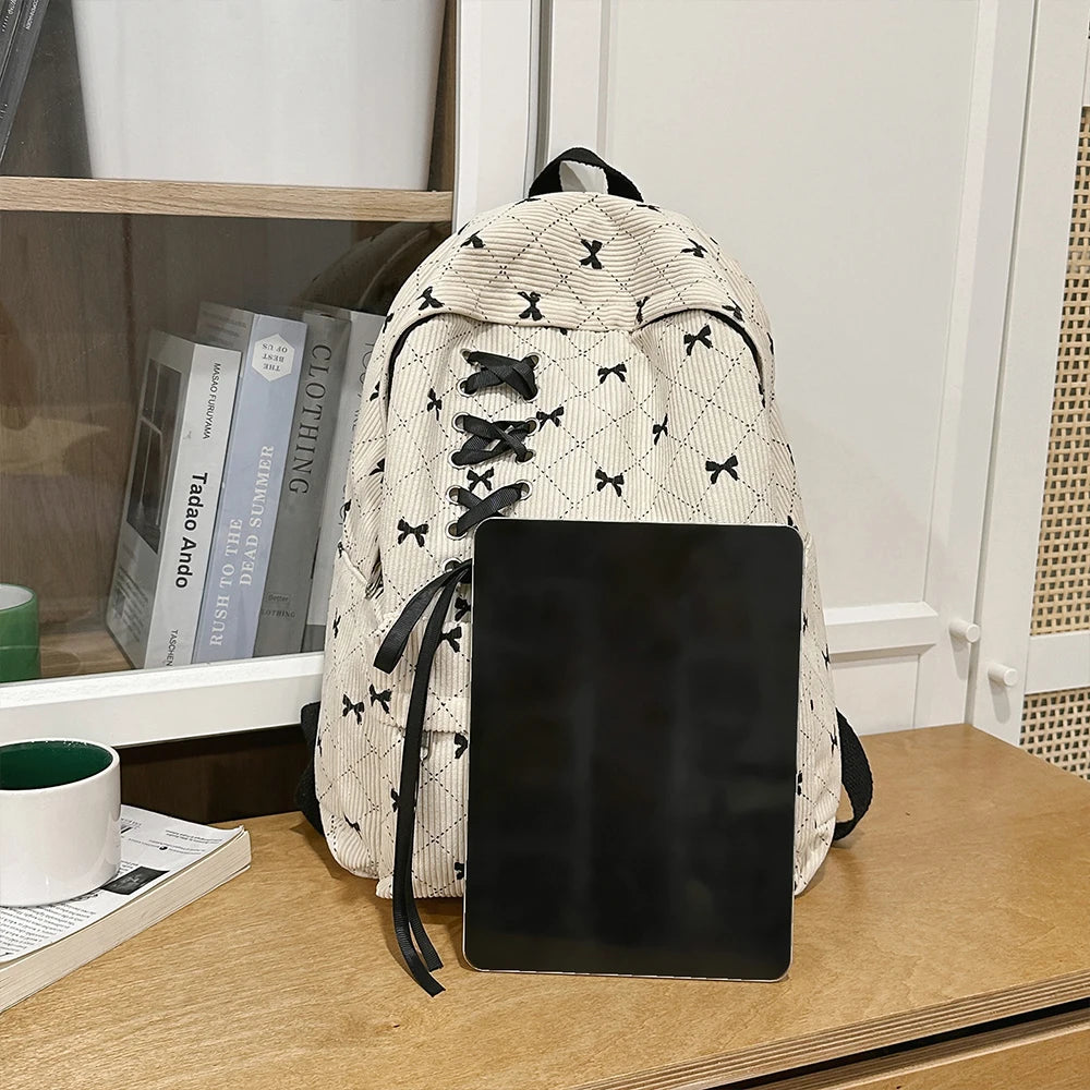 Mochila de Pana para Mujer, Gran Capacidad Estilo Universitario para Viajes