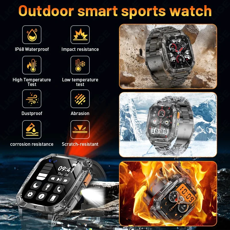LIGE Reloj Inteligente Militar 1400mAh IP68