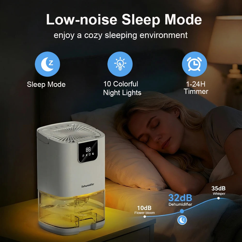 Deshumidificador Portátil Silencioso para Dormitorio