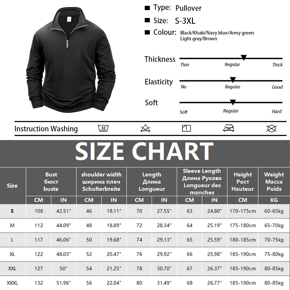 Otoño hombres cremallera pulóver de manga larga suéter hombres cálido delgado Casual cuello alto cuello simulado pulóver sudaderas Tops