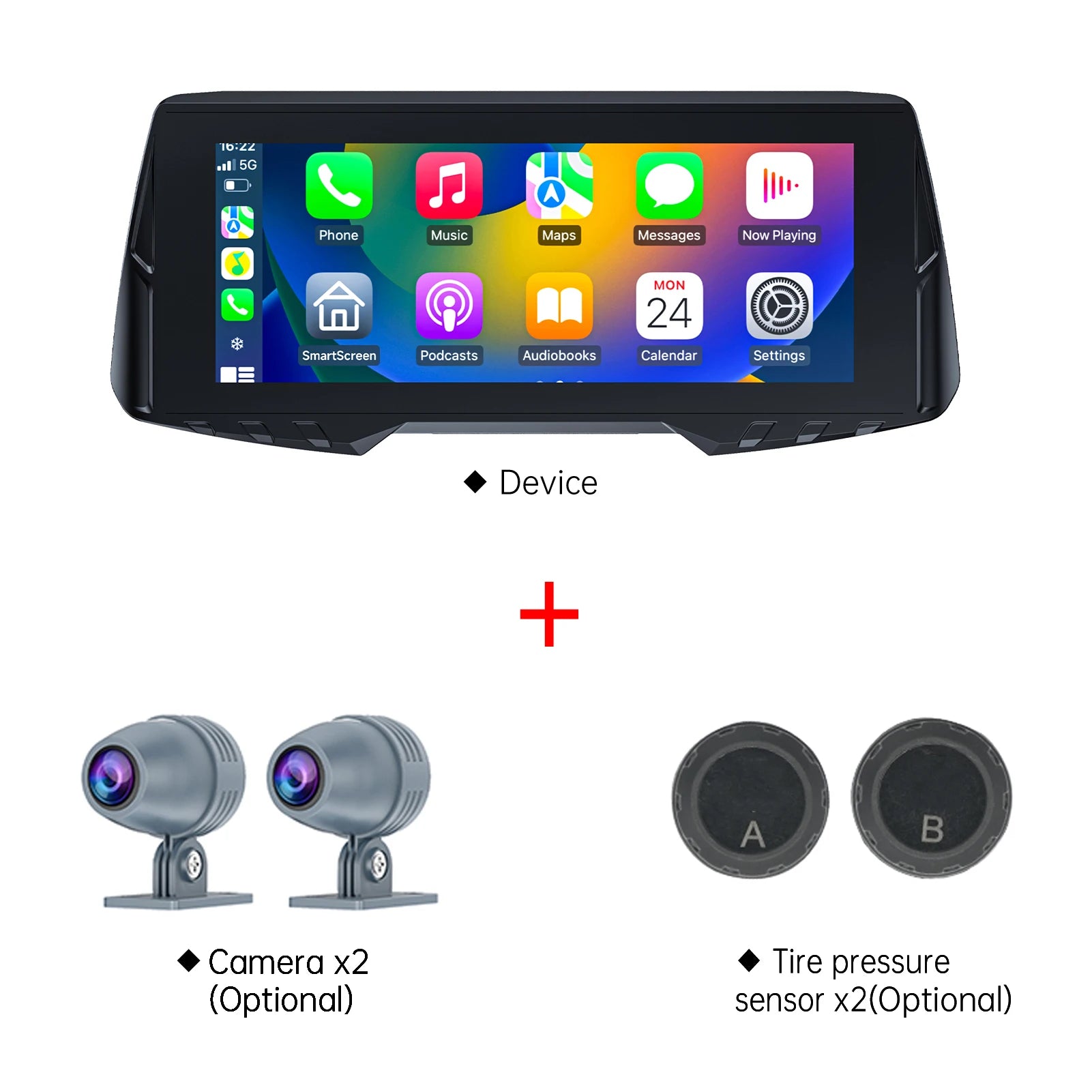 Spedal CL876 Gps inalámbrico para motocicleta, CarPlay/Android Auto, 6,86 pulgadas, 1080P, cámaras duales, grabación en bucle, monitoreo de presión de neumáticos