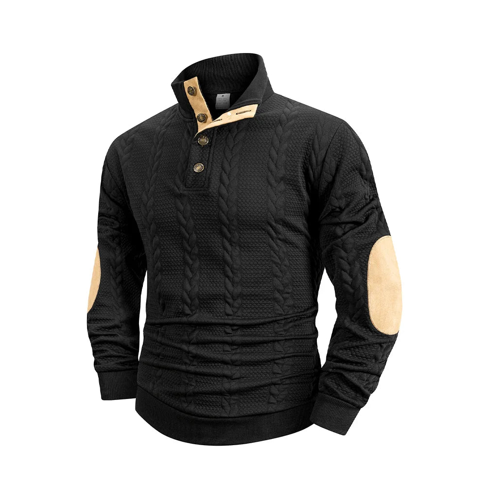 Suéter Tejido Jacquard Hombre Cuello Alto con Botones
