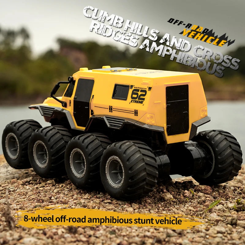    JJRC Q137 8x8 2,4G coche de Control remoto 8wd vehículo acrobático anfibio todoterreno camión de carreras de velocidad de 8 ruedas juguete sobre orugas impermeable