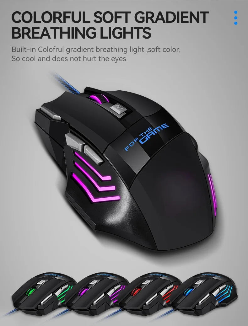 1 unidad, nuevo ratón USB para juegos Hyperspeed, ratón ergonómico retroiluminado RGB para juegos, ratón con cable 7D Esports para ordenador portátil y Gamer