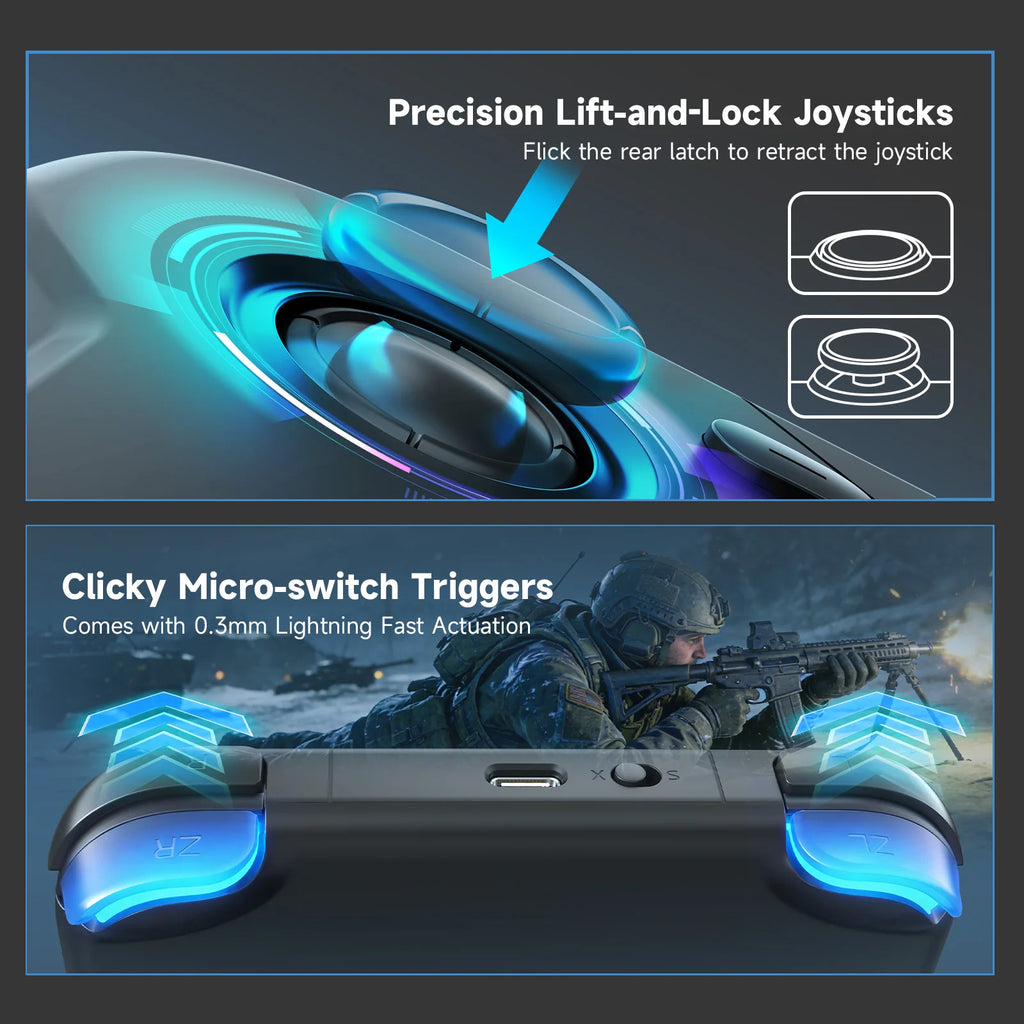AceGamer-controlador de juego de bolsillo, Joysticks Hall portátiles, mando Bluetooth de 1000Hz para Switch/Switch2/Android/iOS/PC/Steamdeck