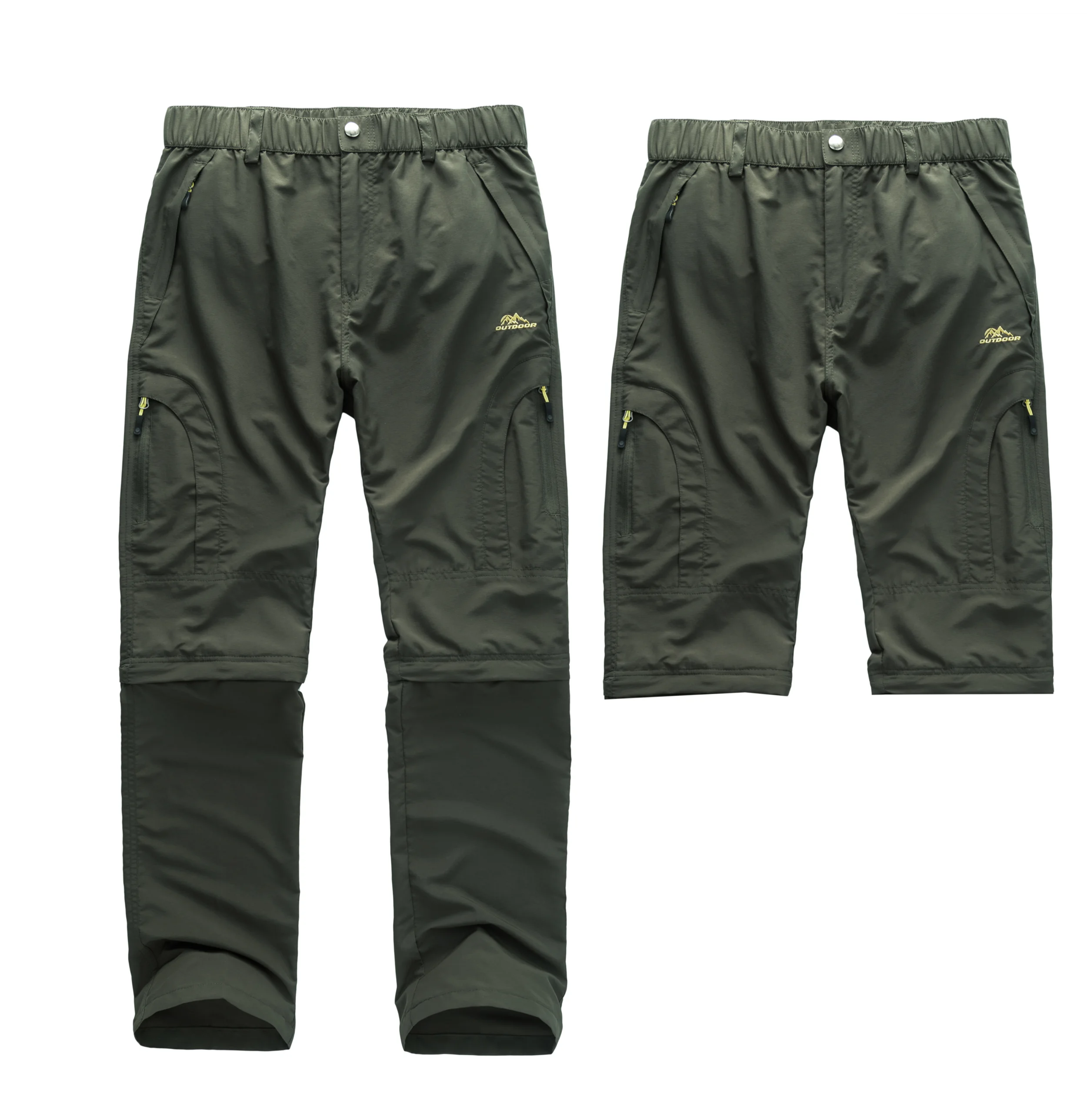 Mono de conversión para exteriores para hombre, 5 bolsillos con cremallera, pantalones extraíbles de dos secciones, tela de nailon de secado rápido, impermeable y resistente al desgaste, adecuado para pescar y hacer sender