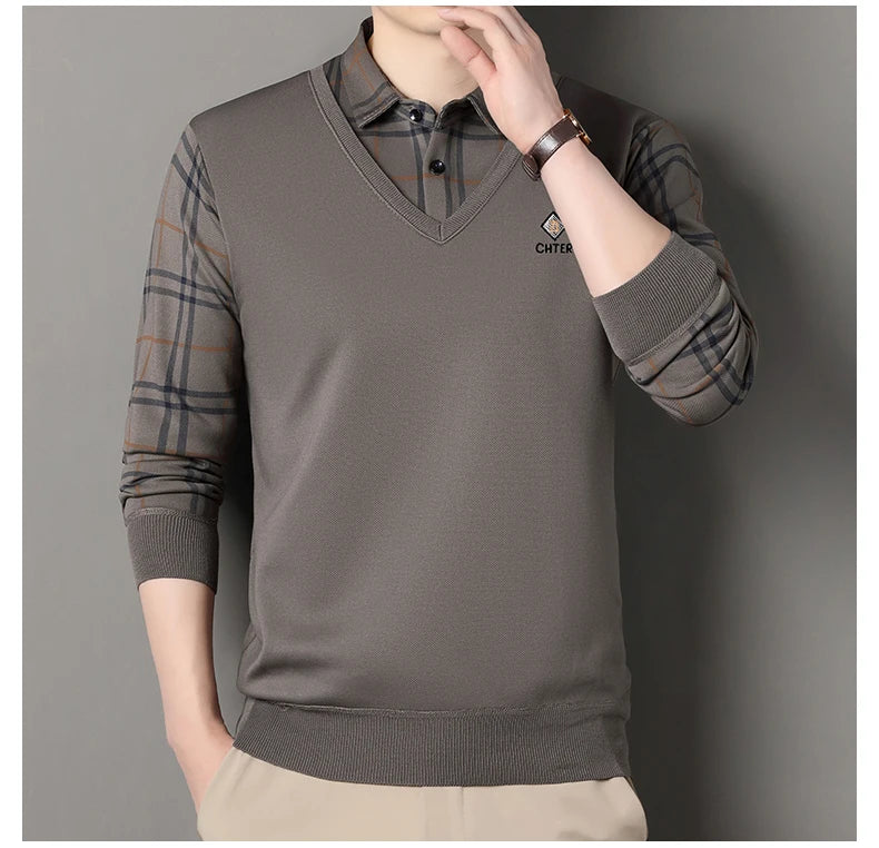 Suéter de Punto a Cuadros para Hombre | Cuello Cuadrado