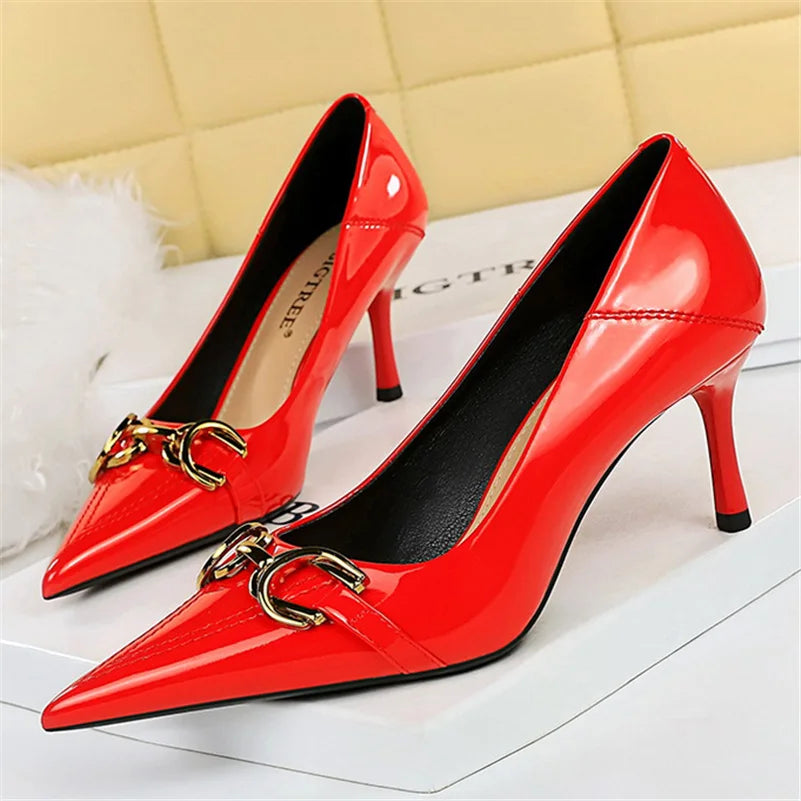 Zapatos de Tacón Alto Stiletto con Hebilla para Mujer