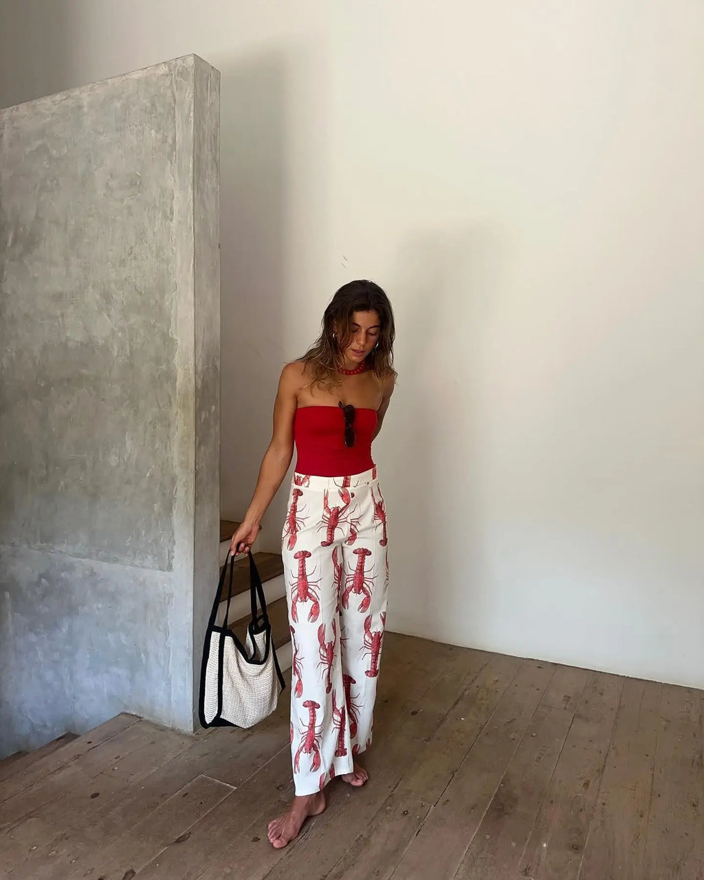 Conjunto de pantalones largos con estampado de crayón de dibujos animados para mujer, camisa de manga corta de verano, pantalón de pierna ancha de cintura alta, conjuntos de 2 piezas, trajes para mujer 2024