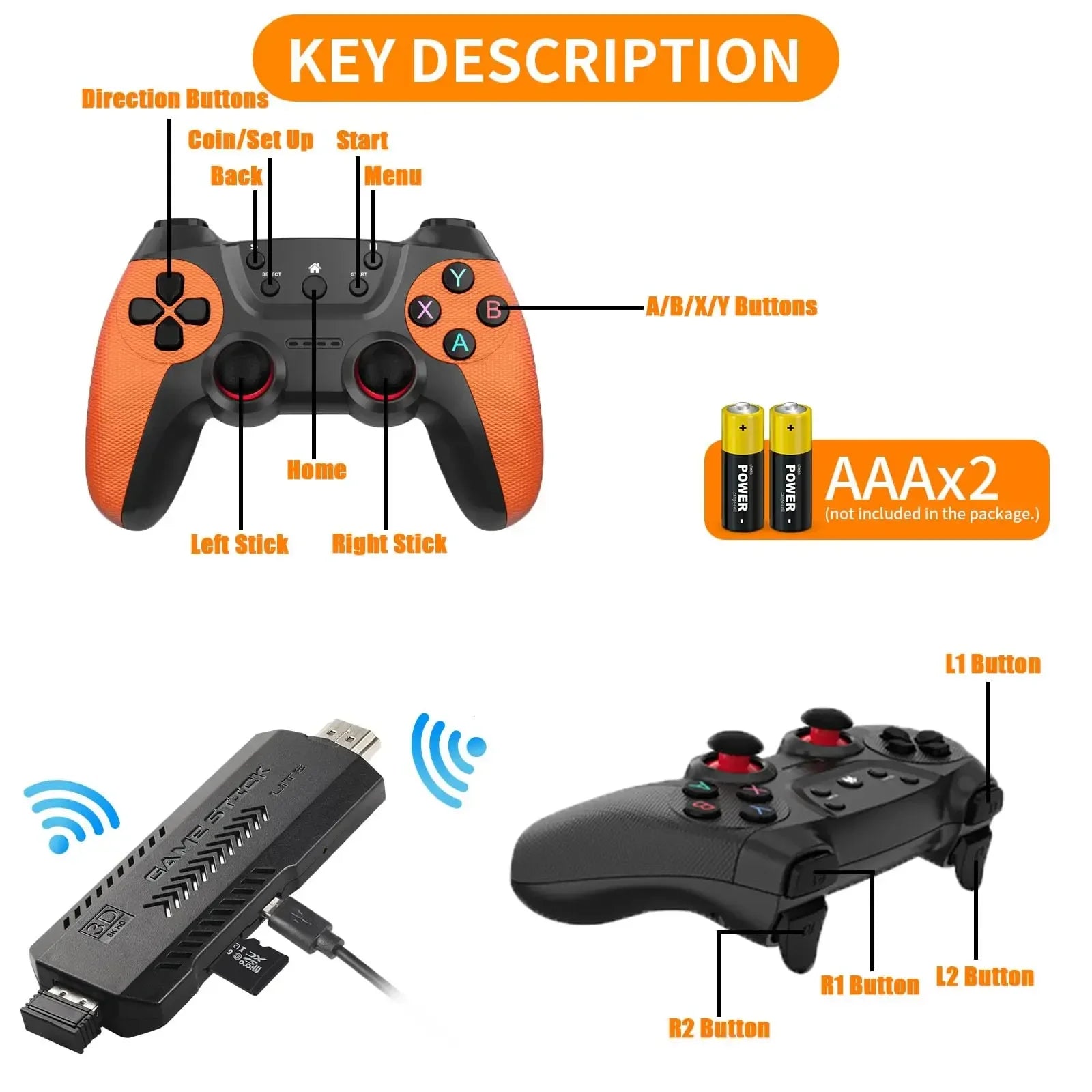 NUEVA Consola de Videojuegos X2 Ultra con Controles Inalámbricos Dobles de 2.4G, 4K HD, 30000 Juegos Retro, Biblioteca de 128G, Regalo de Navidad