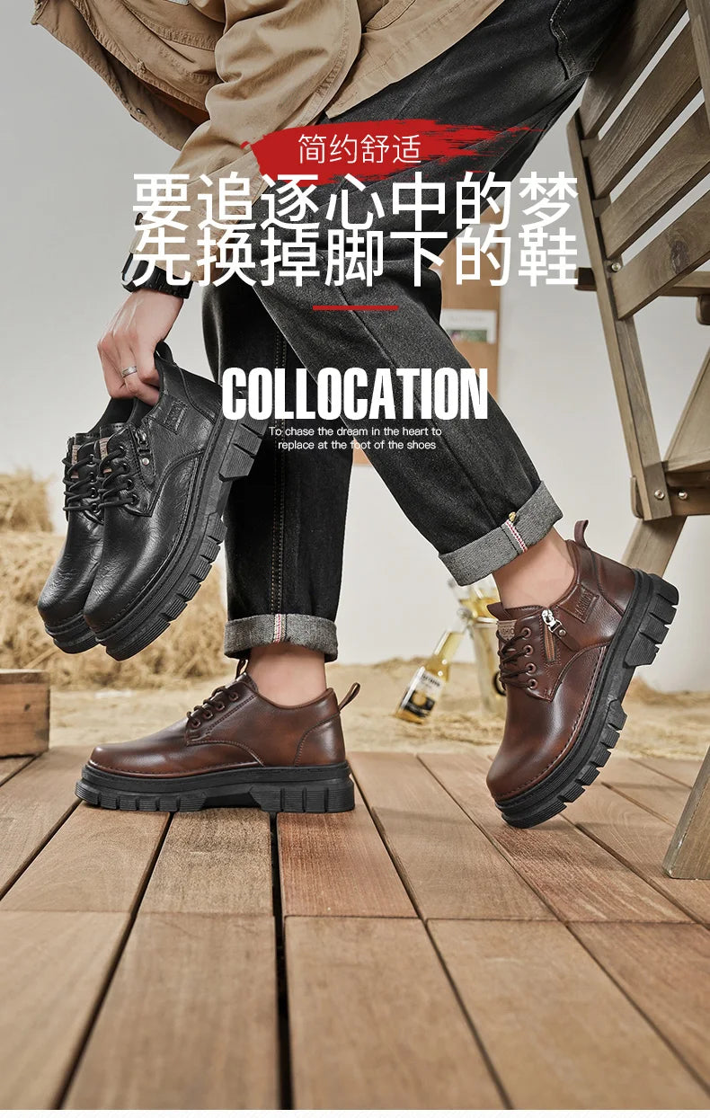 Zapatos informales para hombre, calzado cómodo para trabajo hecho a mano en las cuatro estaciones, zapatos de trabajo al aire libre, moda Joker, zapatos de marea juvenil, zapatos de cuero para fiesta de negocios