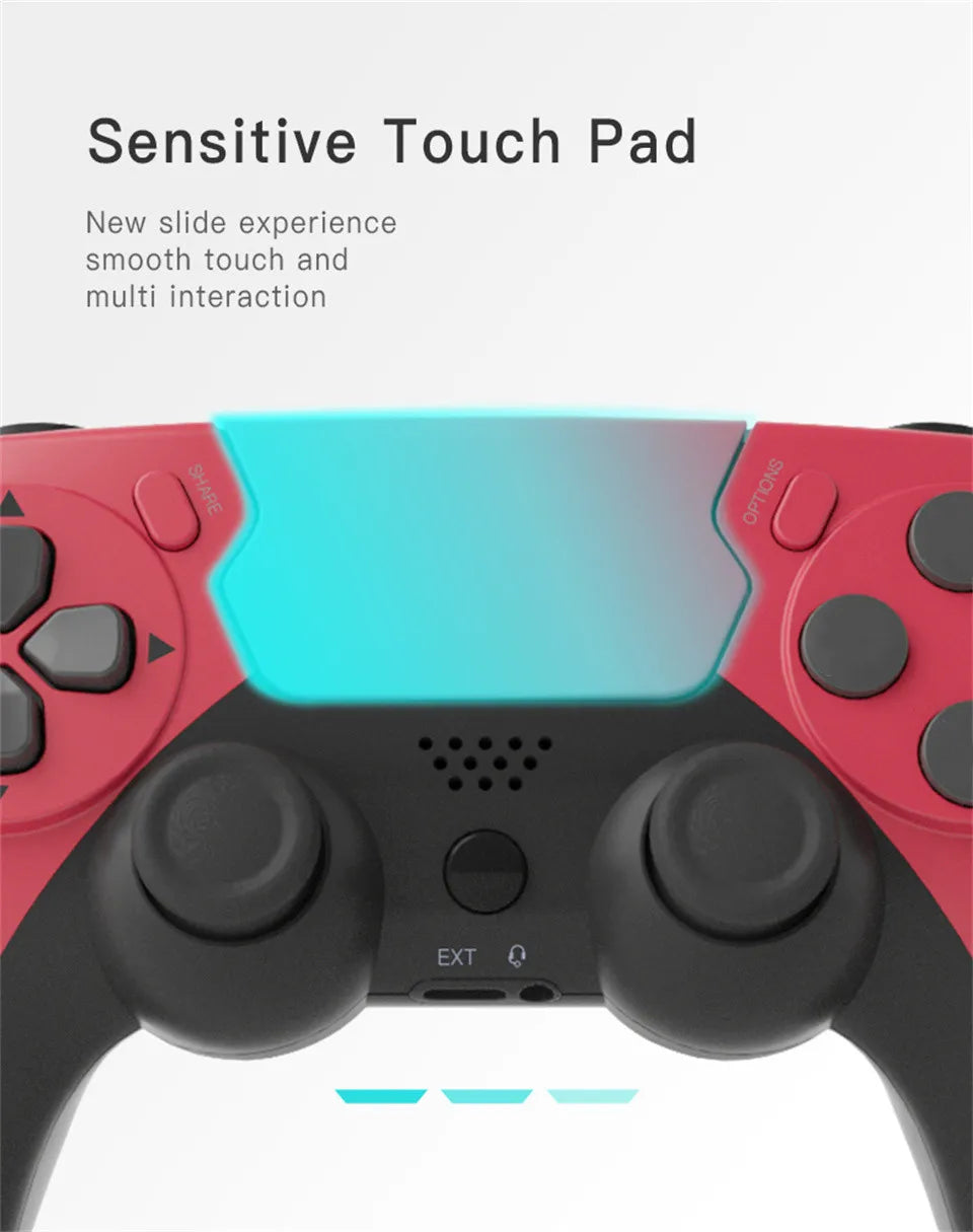 GAMINJA-mando inalámbrico con Bluetooth, doble vibración, 6 ejes, panel táctil, micrófono, puerto de auriculares para PS4, PS3, PC