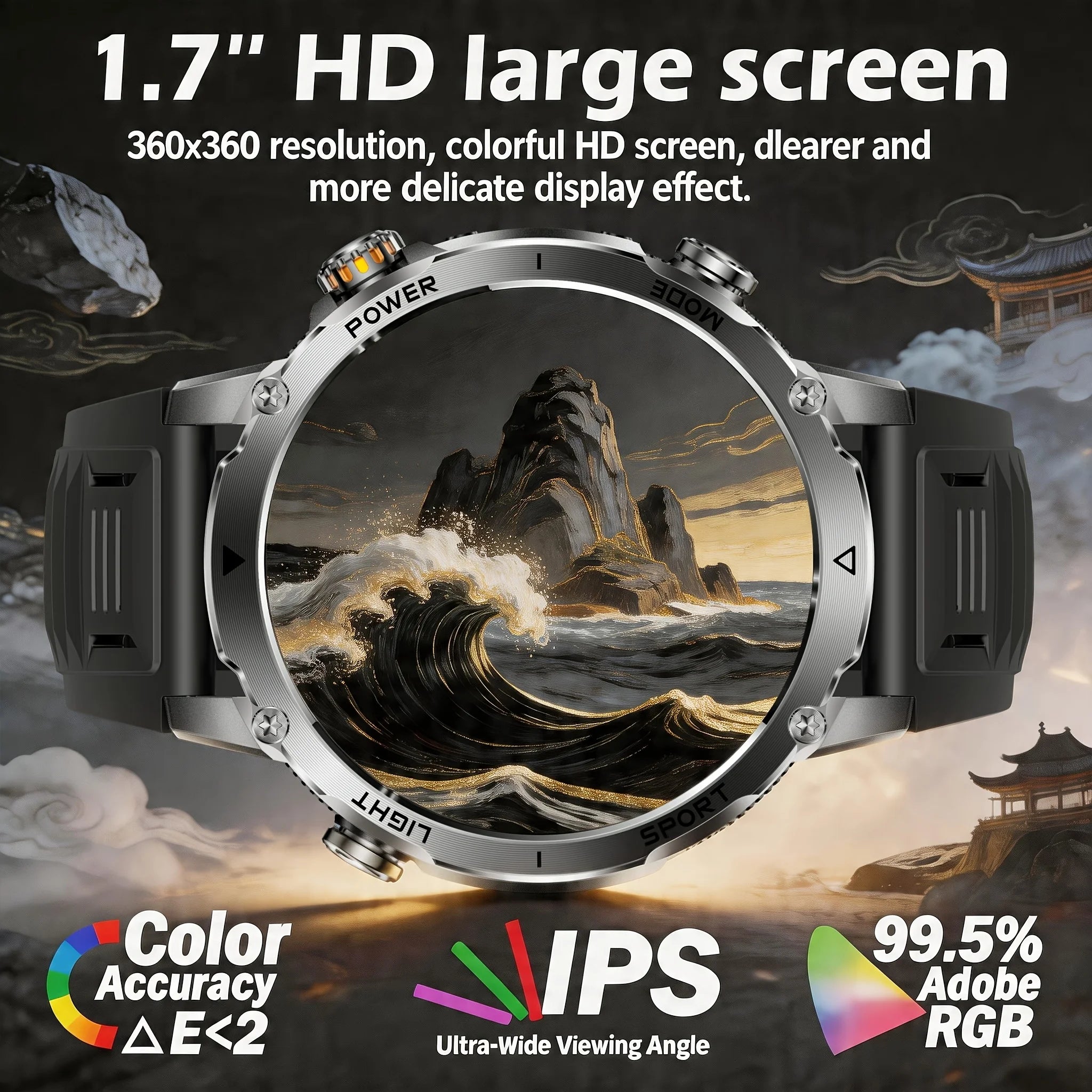 Reloj Inteligente Militar 1400mAh IPX8 Linterna