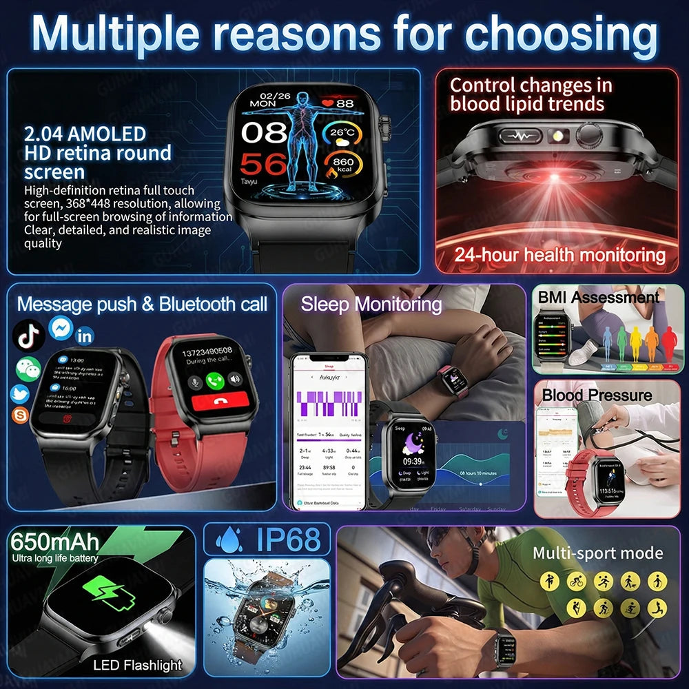 Reloj Inteligente ECG Mujer Bluetooth Voz AI