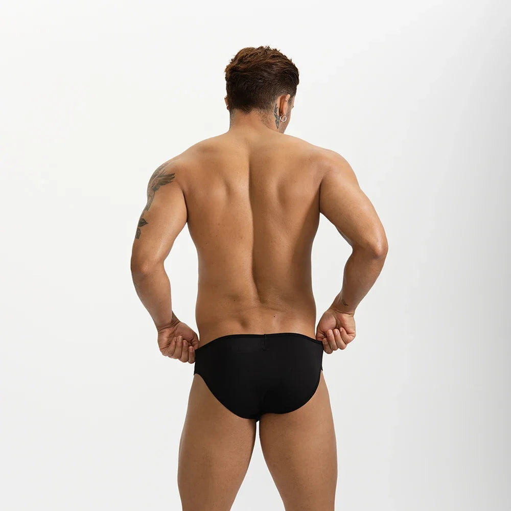 Paquete de 3 calzoncillos para hombre, calzoncillos de cintura baja, bolsa convexa en U, Bikini Sexy cómodo que absorbe la humedad para hombre