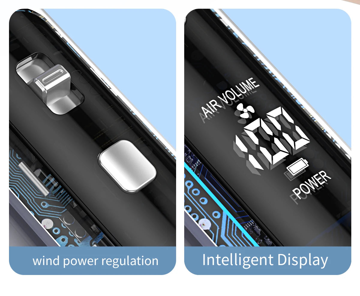 Refrigeración de alta velocidad, ventilador pequeño de mano, pantalla digital inteligente, botones físicos, ajuste de velocidad del viento, mini portátil