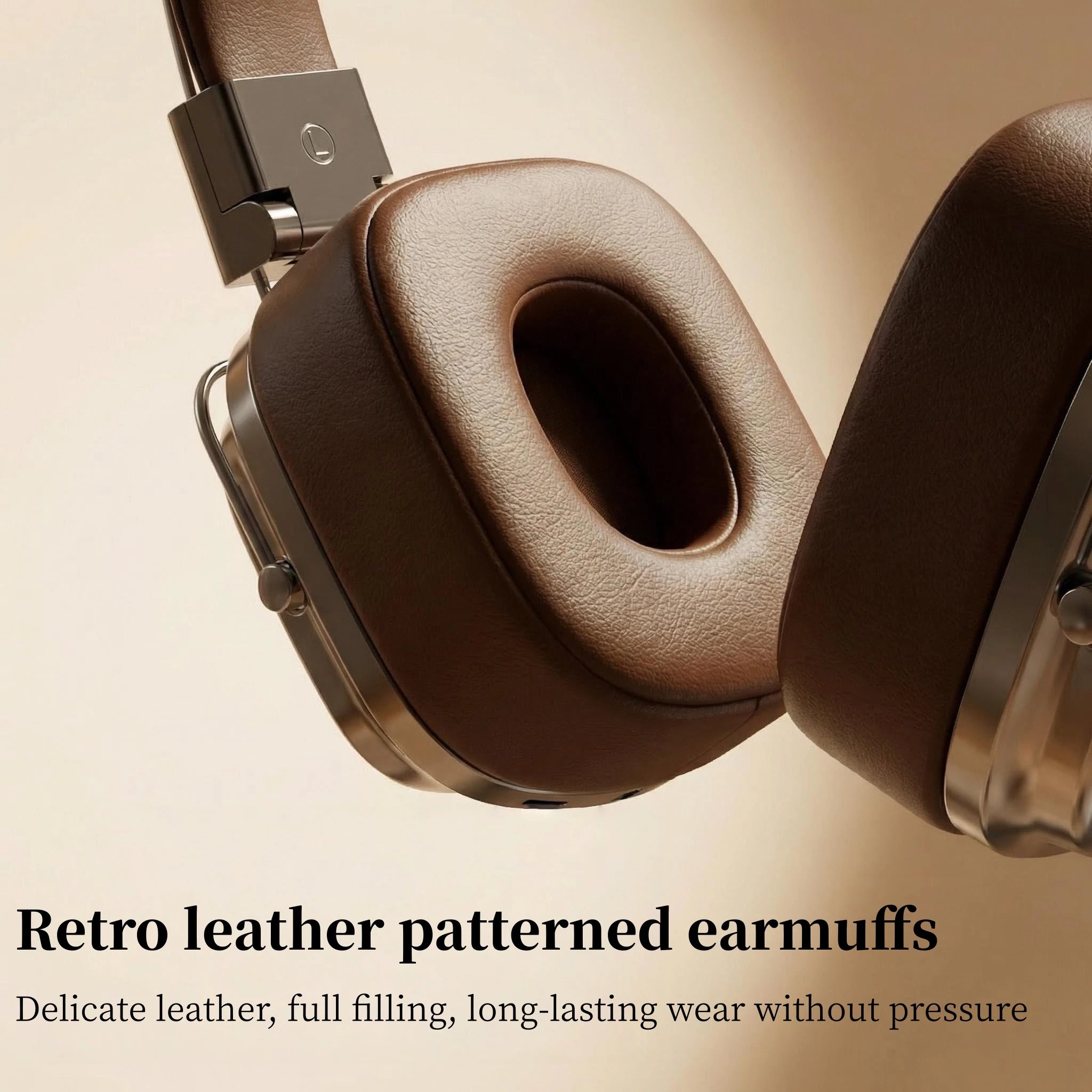 Auriculares Retro de Cuero Bluetooth 5.3 Plegables