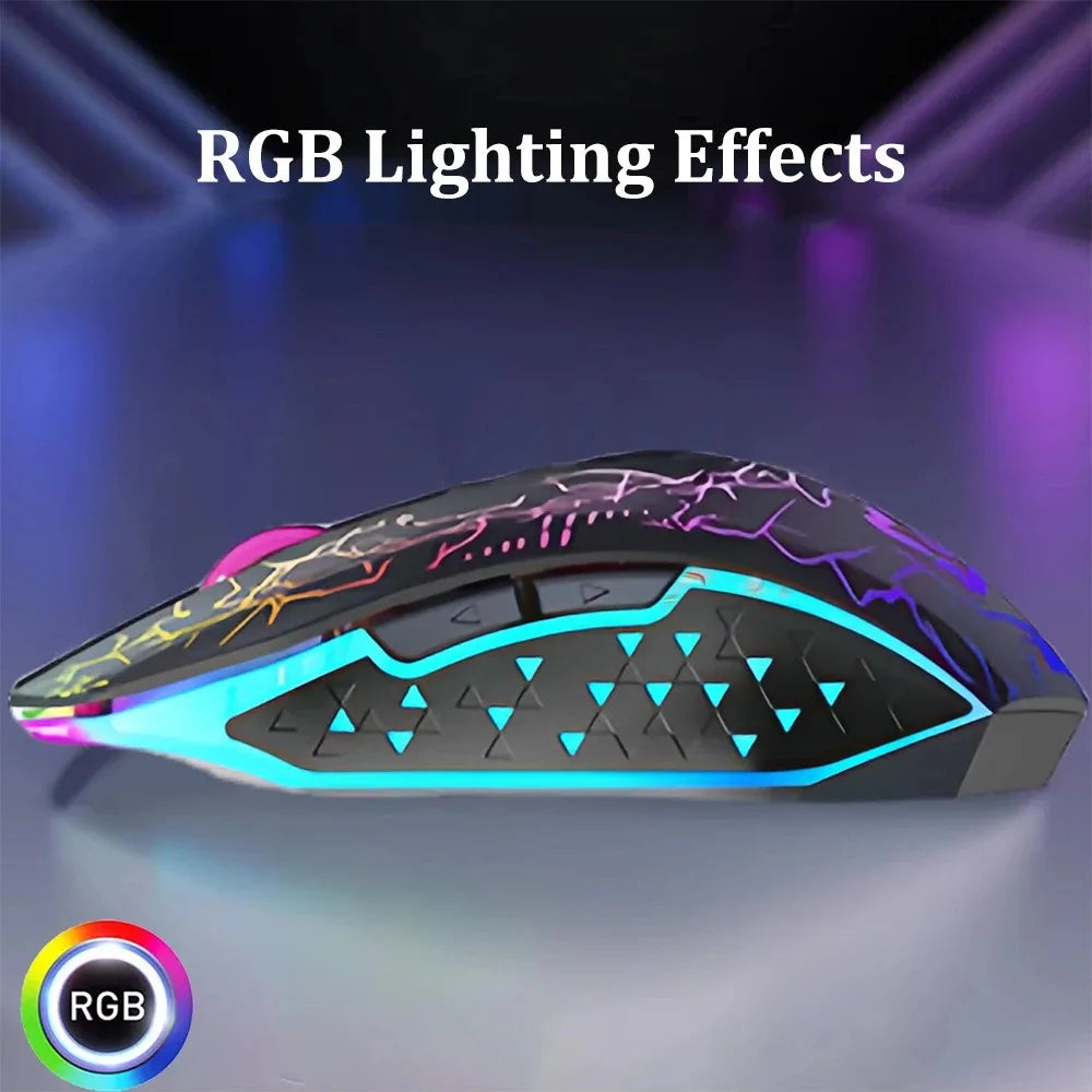 Ratón inalámbrico Bluetooth 5,2, ratón RGB para juegos, ratón silencioso, ratón recargable de 800-1200-1600 DPI, ratón para PC, portátil, Macbook