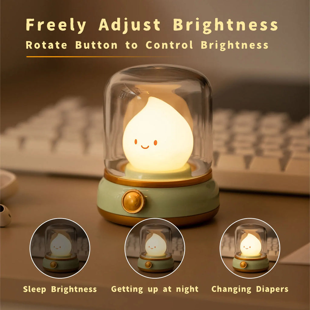 Luz nocturna con forma de vela, bonita lámpara de llama, luz decorativa LED de escritorio, luz nocturna recargable por USB, regalo creativo para dormitorio para niños