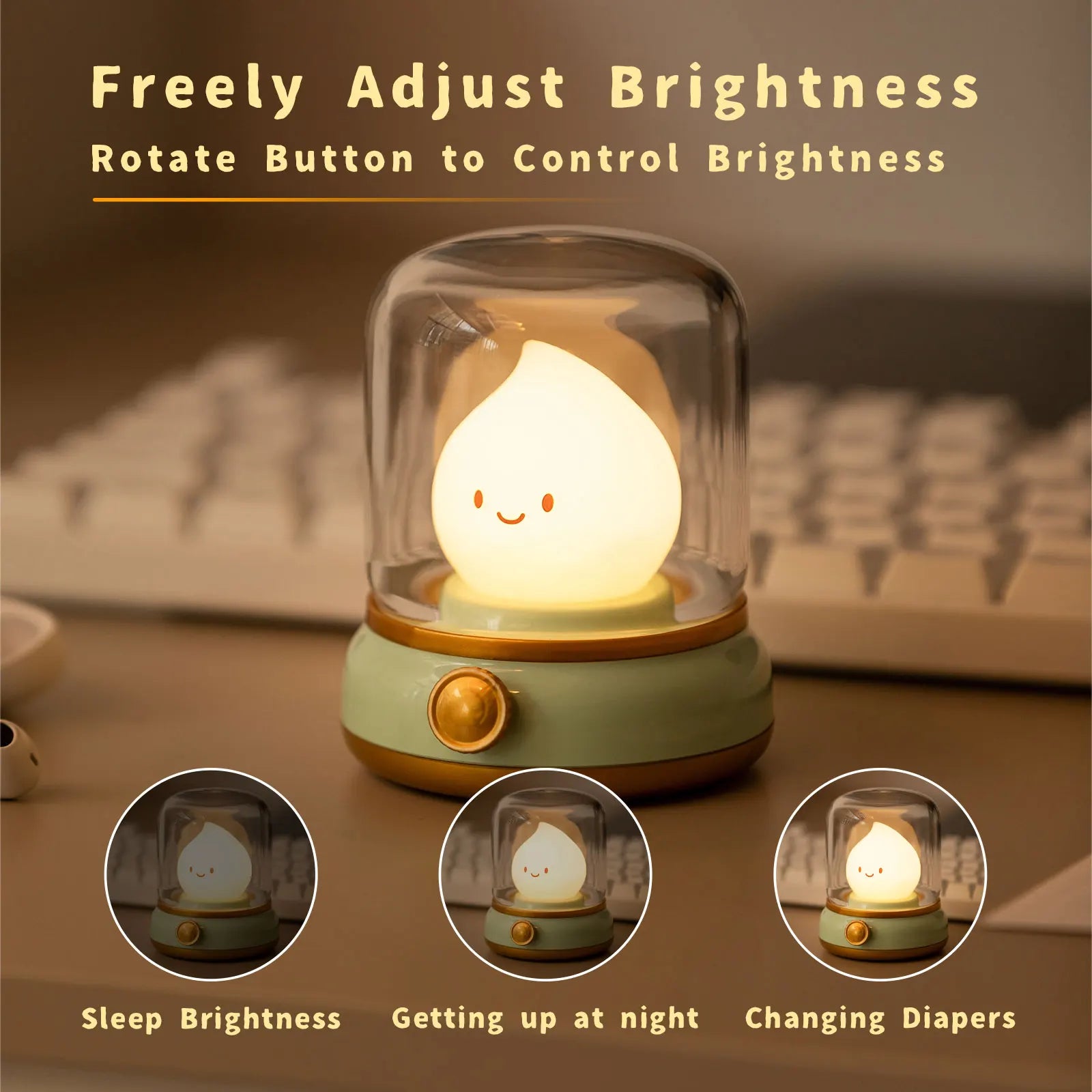 Luz nocturna con forma de vela, bonita lámpara de llama, luz decorativa LED de escritorio, luz nocturna recargable por USB, regalo creativo para dormitorio para niños