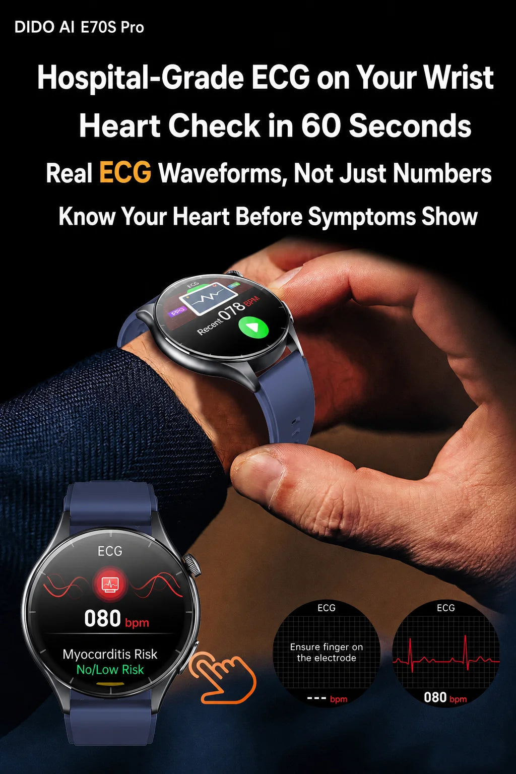 Dido AI E70S Reloj Inteligente ECG Ultrafino