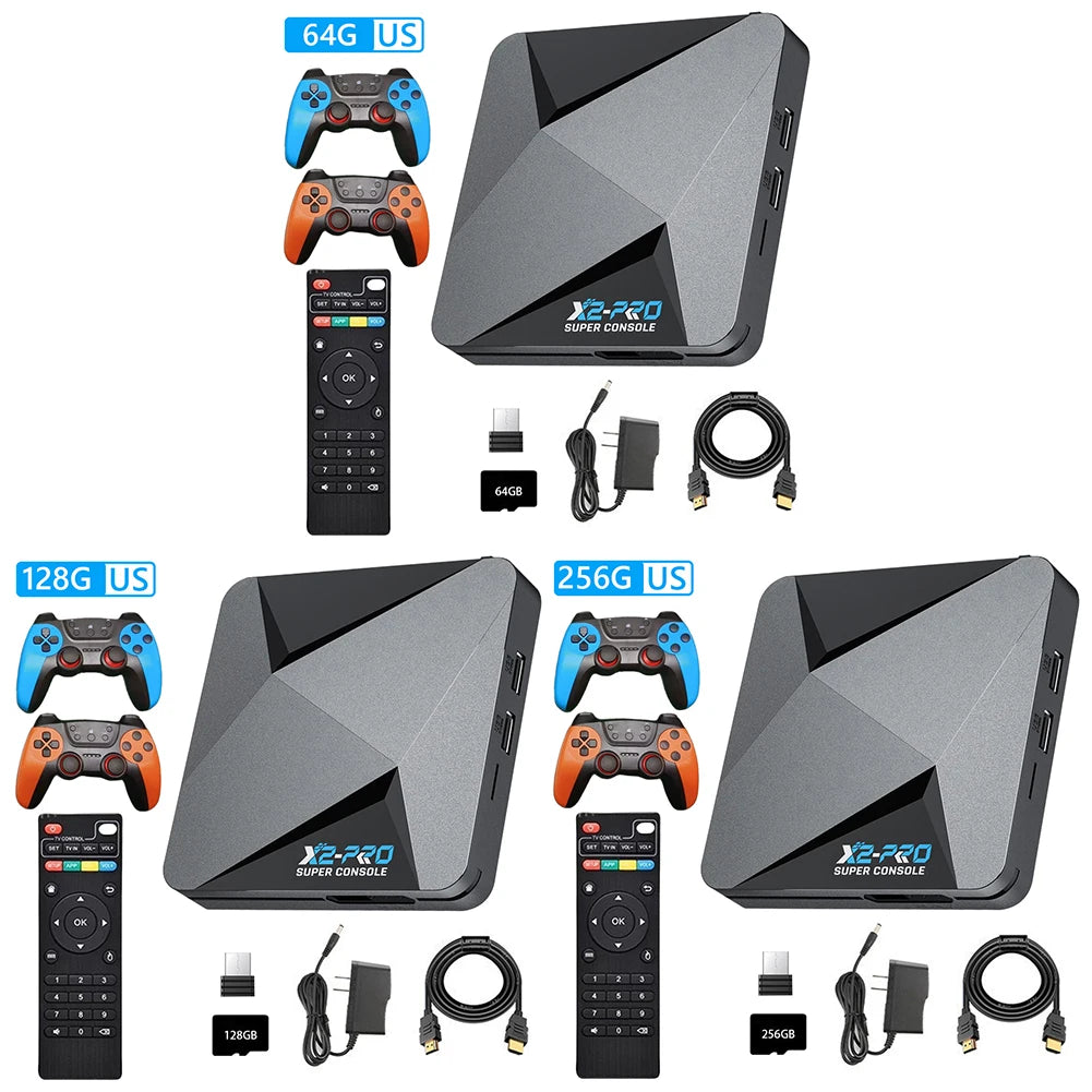 Consola de videojuegos Retro X2 Pro TV Box más de 100000 juegos con 2 Gamepads Super Console 4K 60+ emuladores de juegos para DC/Arcade/MAME/Sega