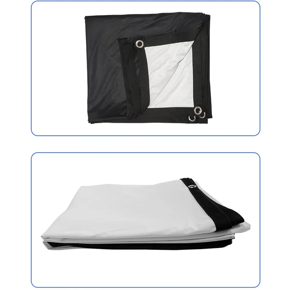 Pantalla de proyector LEJIADA de 60-150 pulgadas, trituración de leche blanca, fondo negro, diseño sin arrugas, pantalla de proyección suave para interiores y exteriores