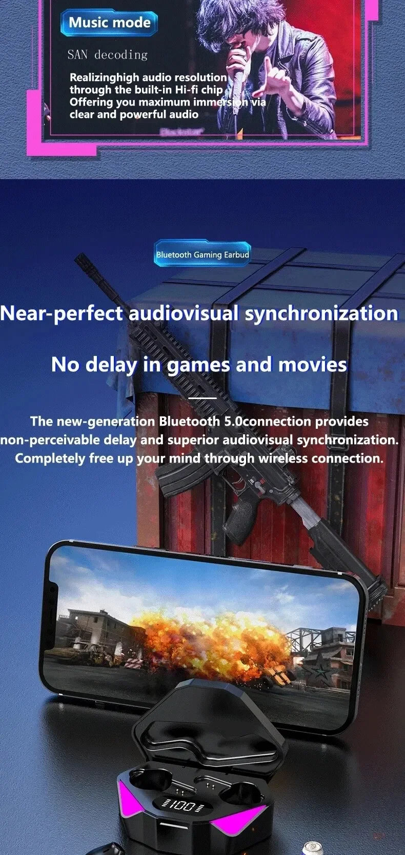Auriculares Bluetooth TWS Inalámbricos Cancelación de Ruido IPX5
