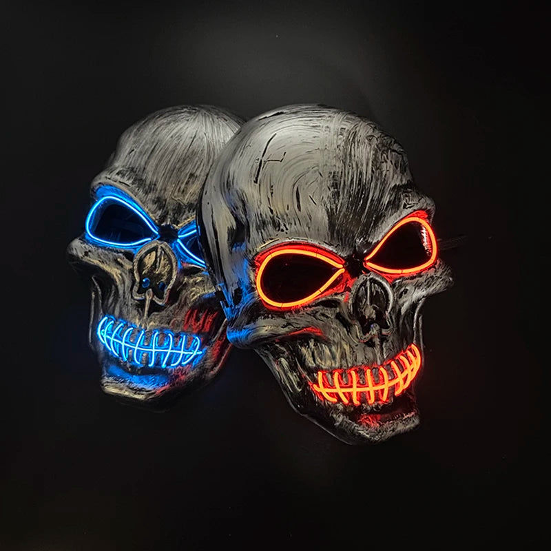 Máscara de calavera malvada, mascarada de Carnaval de Halloween, Casa Encantada, decoración aterradora, esqueleto de Cosplay, Fiesta Temática aterradora, máscara iluminada