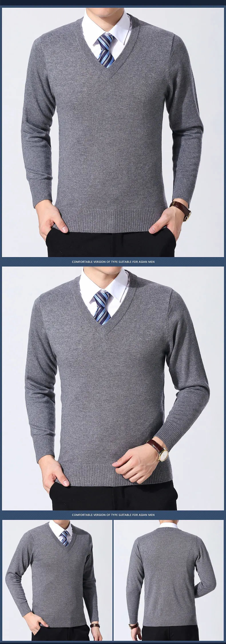 2025 nueva marca de moda suéter para hombre jersey con cuello en V jerséis ajustados tejido grueso cálido otoño estilo coreano ropa Casual para hombre