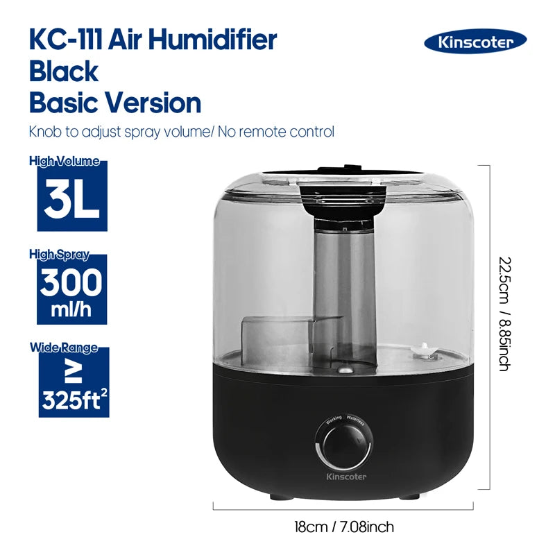 Humidificador de Aire 3L con Control Remoto y Difusor de Aromas