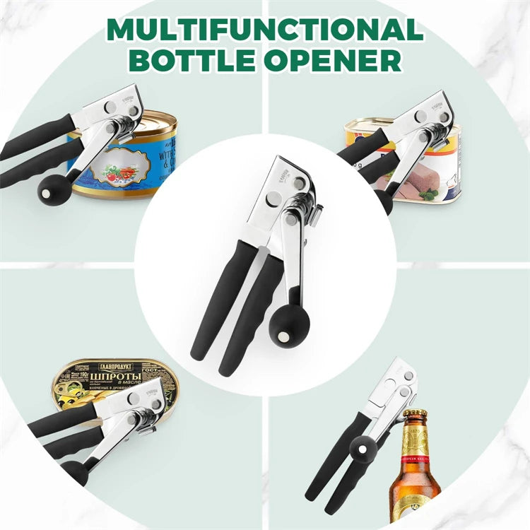 Abrelatas comercial, abrelatas con manivela Manual, abrelatas de mano resistente con borde liso para latas grandes con imán