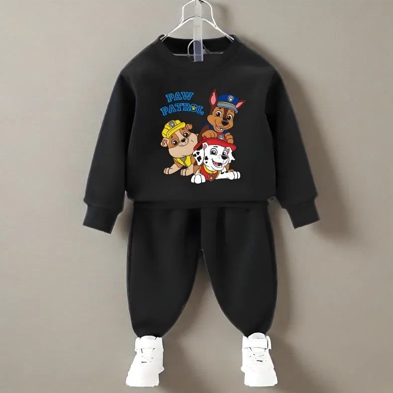 PAW Patrol primavera otoño niños jersey con cuello redondo y pantalón de chándal conjunto de dos piezas sudaderas con capucha casuales para niños conjuntos de ropa deportiva para niños traje