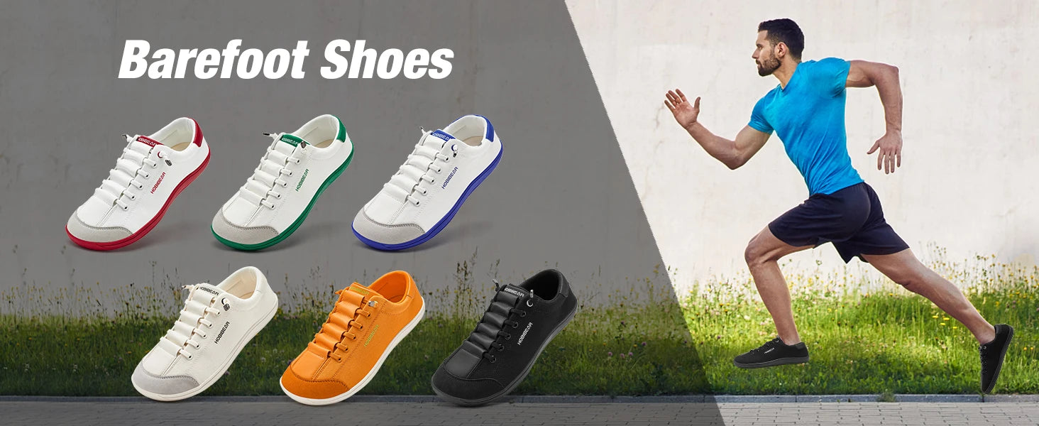 HOBIBEAR Zapatos descalzos para hombre y mujer |   Gota cero |   Zapatillas de deporte de lona informales con punta ancha, zapatos para caminar minimalistas