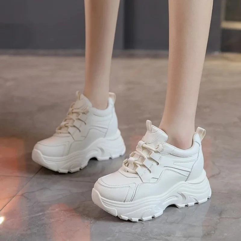 Zapatillas Deportivas para Mujer, Ligeras, Antideslizantes, con Plataforma Alta, Estilo Chunky, Zapatos con Alzas para Uso Diario y Fitness