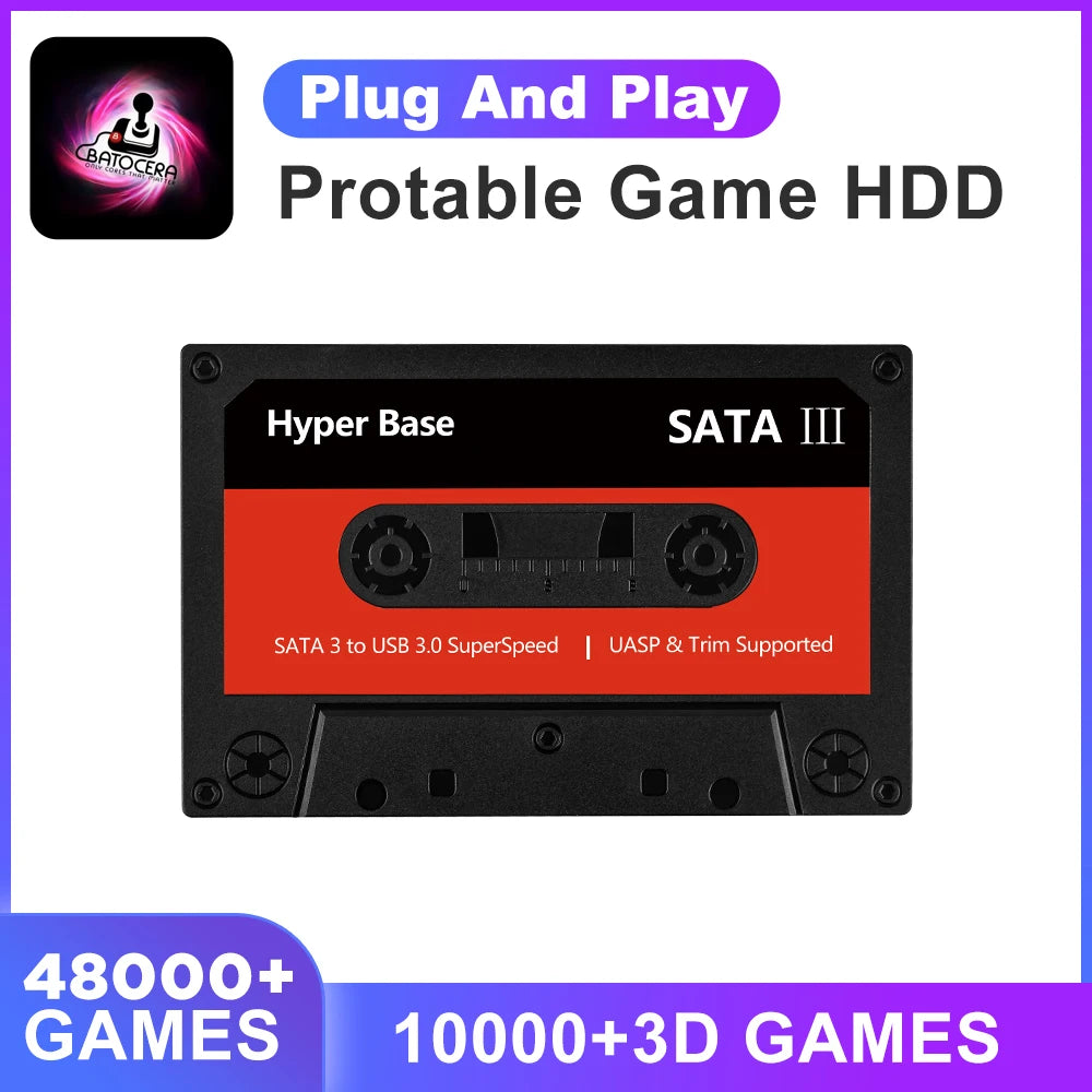 Batocera 35.linux 500G HDD externo juego disco duro consolas de juegos más de 48000 juegos para PSP/MAME/N64/DC/3DO/NES para PC/portátil/Mac