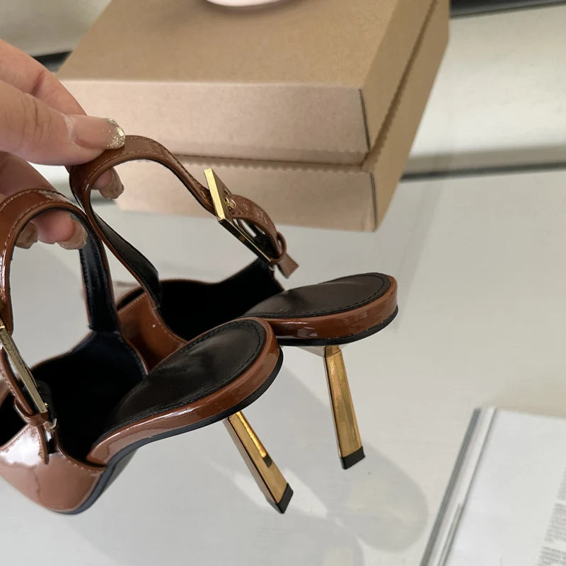 Zapatos de Tacón Alto y Fino para Mujer con Hebilla y Punta Estrecha