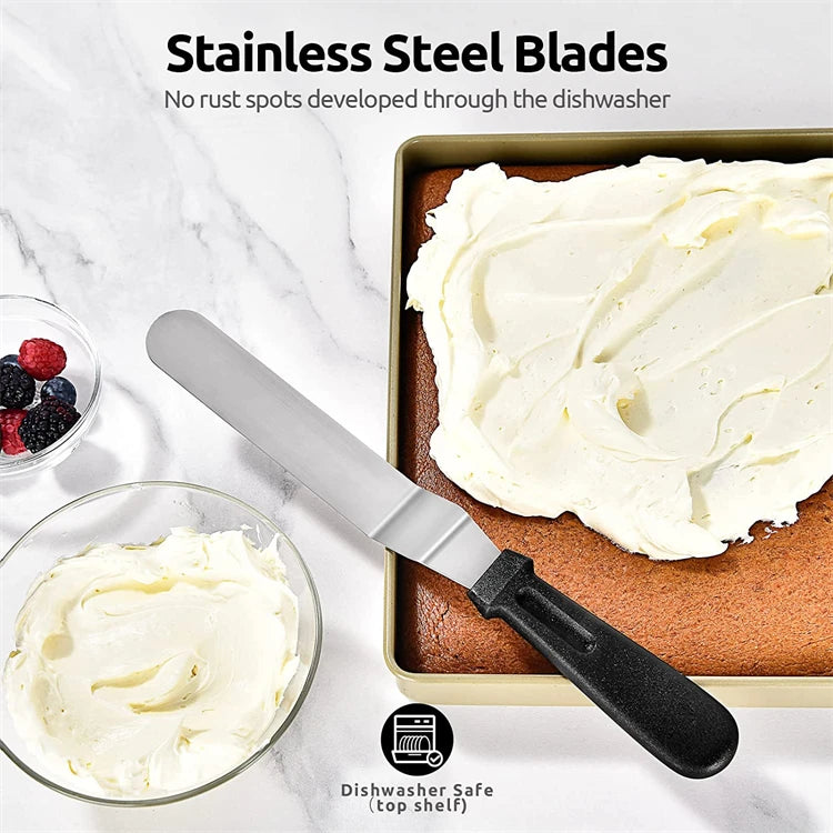 LMETJMA-espátula compensada para pasteles, espátula para glaseado de acero inoxidable con mango de plástico PP, espátula para glaseado para decoración de pasteles JT141