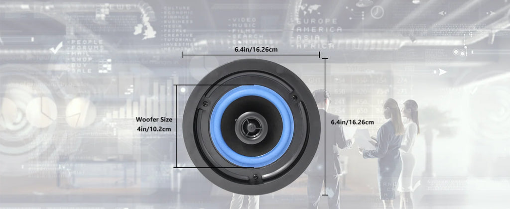 Altavoz de Techo Herdio de 4 Pulgadas, 160W, 2 Vías, Empotrable, Pasivo, con Audio Integrado, Ideal para Baño, Cocina, Oficina, Sala de Estar