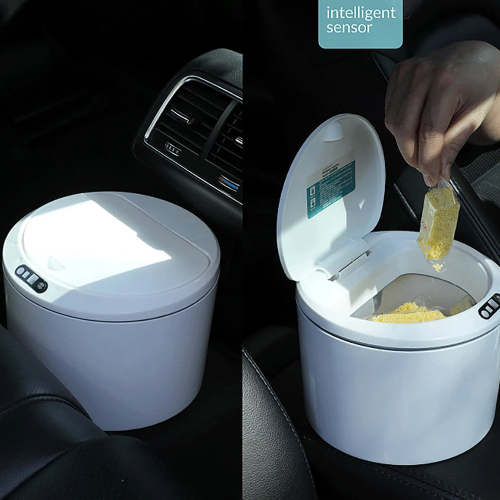 Cubo de Basura con Sensor para Escritorio, Funciona con Batería, Mini Cubo de Basura Automático con Tapa para Escritorio y Vehículo, 3L