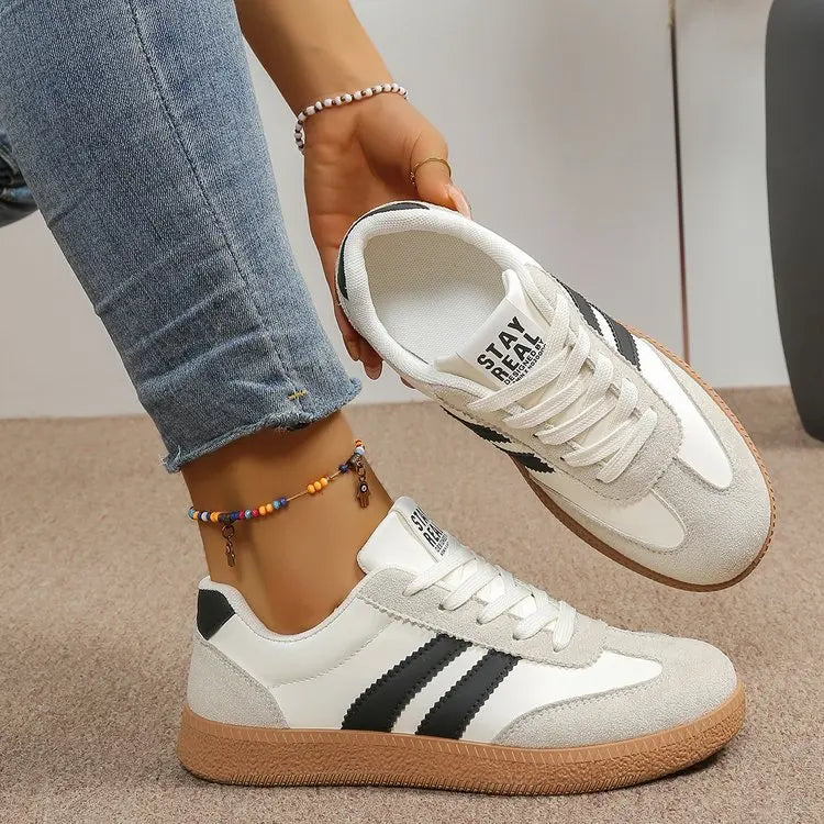 Zapatillas ligeras y cómodas para mujer, zapatos deportivos con cordones a rayas a la moda, zapatillas informales transpirables verdes de talla grande