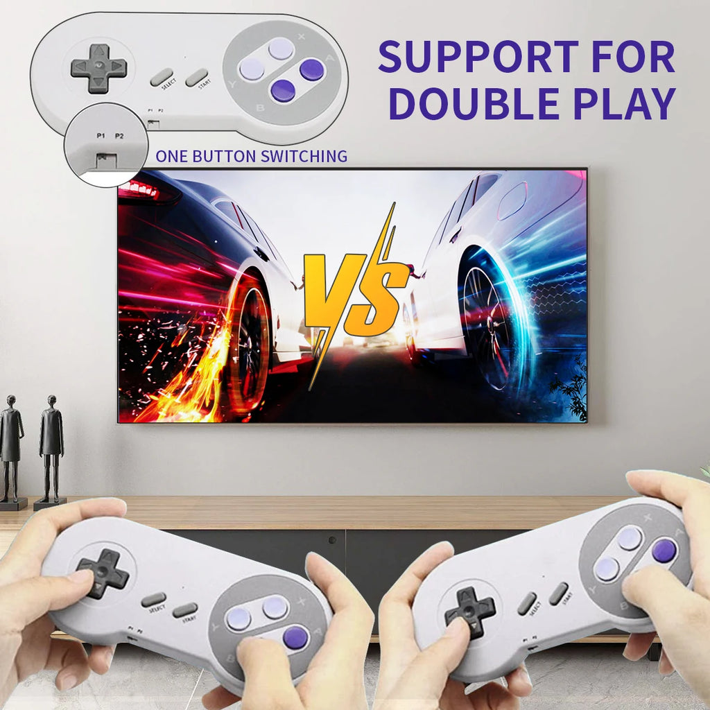 Consola de Videojuegos Retro SF900 1080P HD, Consola de Juegos para TV con Más de 5000 Juegos Clásicos de SNES, 2 Controles Inalámbricos, Plug and Play, Juegos para el Hogar