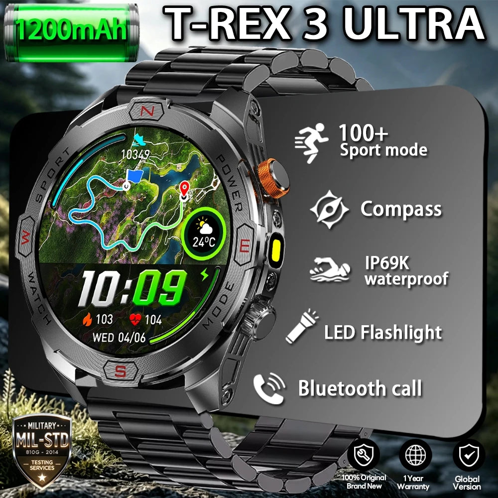 Reloj Inteligente Militar 1200mAh Brújula