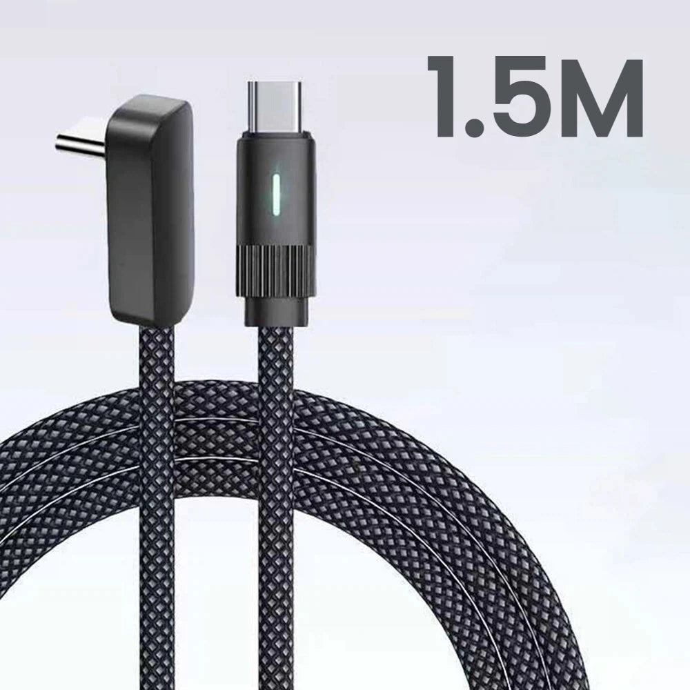 Cable USB-C 100W PD Ángulo Recto 90° para iPhone y Huawei