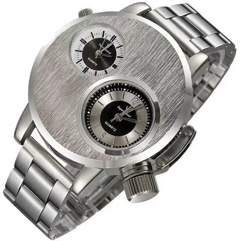 Reloj de Cuarzo Punk Doble Esfera Acero Inoxidable
