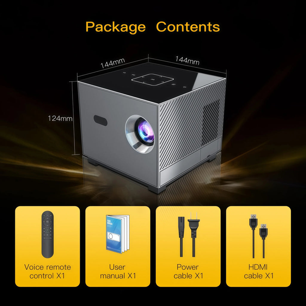 Mini Proyector Xnano X3 Android 9.0 Decodificación 8K Enfoque Eléctrico ±50 °   Sistema de Cine en Casa Portátil Keystone con Luz ARGB, Audio Dolby, WiFi y Bluetooth